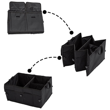 Auto Organizer Kofferraumtasche Kofferraum XXL Kofferraum 6 Taschen für Telefonbuch Getränketaschentücher Schwarz 2x Kopfstützenhalterung