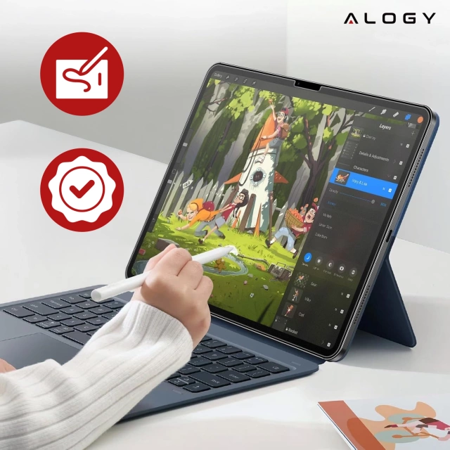 Matowe Szkło hartowane do Apple iPad Air 6 - 13" 2024 Alogy Matte Paper-Like Screen Protector z zestawem montażowym