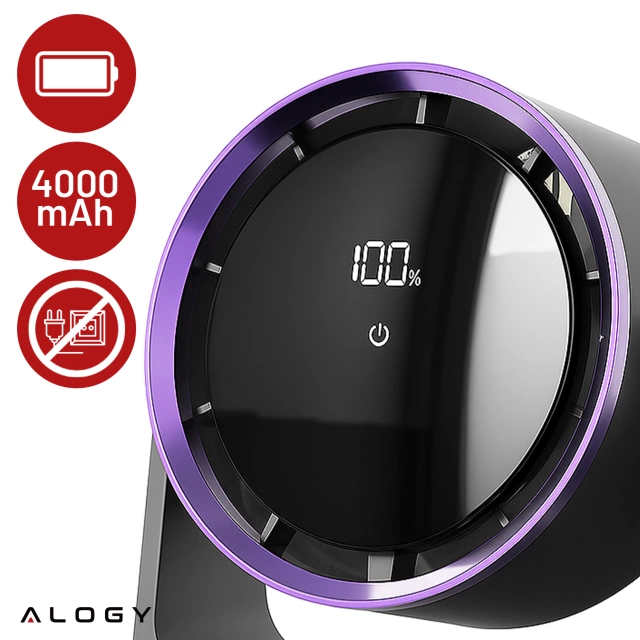 Przenośny wentylator biurkowy Alogy 4000mAh 5 prędkości regulowany kąt montaż naścienny wentylator chłodzący