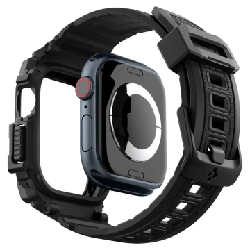 Hülle mit Armband für Apple Watch 10 (46 mm) Mattschwarz Spigen Rugged Armor Pro