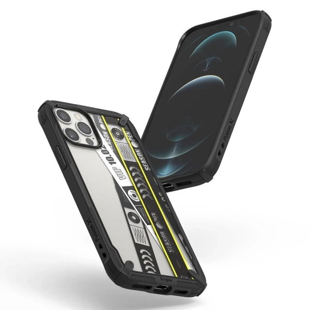 Ringke Fusion X Design etui pancerny pokrowiec z ramką iPhone 12 Pro Max czarny (Ticket band) (XDAP0024)