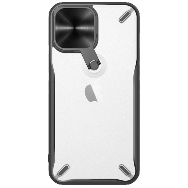 Nillkin Cyclops Case Strapazierfähige Hülle mit Kameraabdeckung und faltbarem Ständer für iPhone 13 Pro schwarz