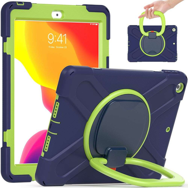 Etui pancerne obudowa X-Armor do Apple iPad 10.2 2019 / 2020 / 2021 Navy/Lime