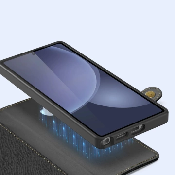 Samsung Galaxy S25 Ultra Dux Ducis Lava Lederhülle Schwarz