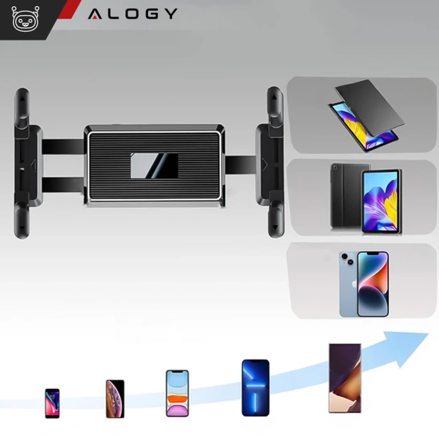 Uchwyt samochodowy na tablet, telefon 10.1" do tira busa ciężarówki koparki samochodu Długi 43cm na szybę kokpit Alogy Czarny