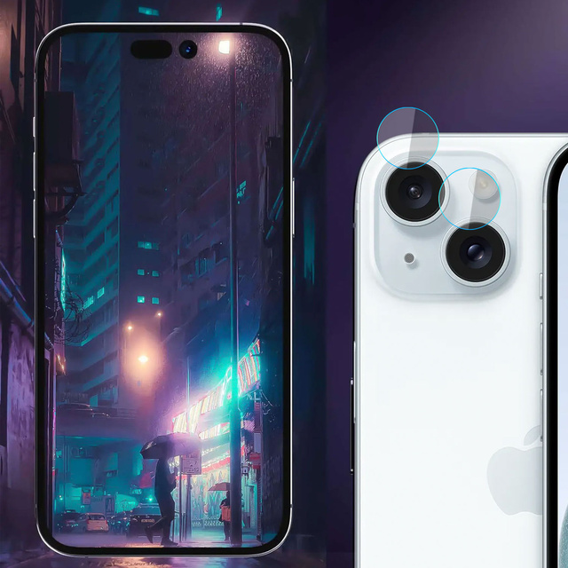 Szkło hybrydowe na aparat iPhone 15 osłona na obiektyw 3mk Lens Protection 4x zestaw