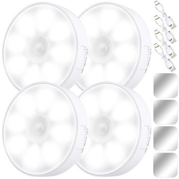 4x Lampe LED Bewegungsmelder Dämmerung Nachtlampe Alogy Sensor Light Kabellose Möbelbeleuchtung Weißes Licht 6000k