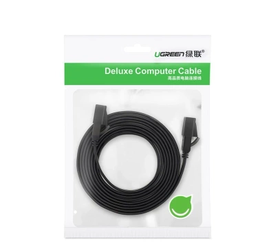 Flachkabel UGREEN Ethernet-Patchkabel RJ45 Cat 7 STP LAN 10 Gbit/s 10 m schwarz (NW106 11265)