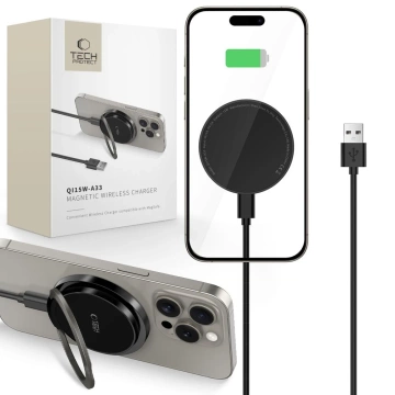MagSafe Tech-Protect Ladegerät QI15W-A33 Schwarz 15W Ständer