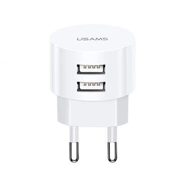 USAMS Ładowarka sieciowa 2xUSB T20 2,1A round (only head) biały/white Fast Charging CC80TC01 (US-CC080)