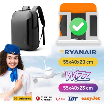 Bange wasserdichter Rucksack für 15,6-Zoll-Laptop, Stadtreisender, 45 x 30 x 16 cm, für Arbeit, Flugzeug, Herren, Damen, mit USB-Anschluss Schwarz