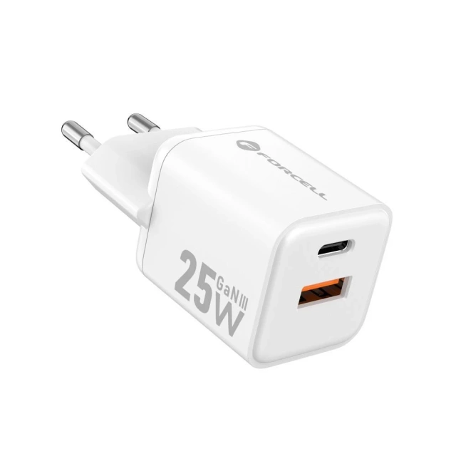 Forcell Mini GaN III 25 W USB-C USB-A PD QC 4.0 Wandladegerät
