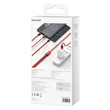 Baseus 3in1-Kabel mit USB-Anschlüssen - USB Typ C / Lightning / Micro-USB 1,2 m, 3,5 A rot (CAJS000009)