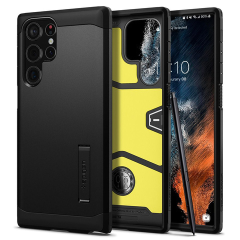 Pancerne etui Spigen Tough Armor pokrowiec do Samsung Galaxy S22 Ultra Black