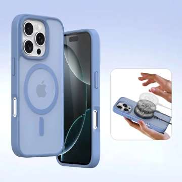 Dux Ducis Lawa iPhone 16 Pro Lederhülle mit blauem MagSafe Wallet