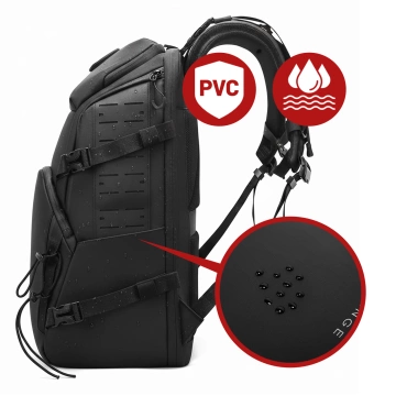 Bange wasserdichter Rucksack für 15,6-Zoll-Laptop, Stadtreisender, 45 x 30 x 16 cm, für Arbeit, Flugzeug, Herren, Damen, mit USB-Anschluss Schwarz