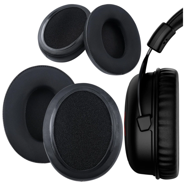 Nauszniki 2x wymienne pady gąbki do słuchawek do HyperX Cloud I / II / Alpha / Pro / S / X / Core / Stinger / Flight Czarne + urządzenie do demontażu