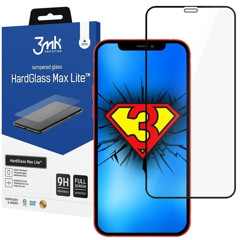 3mk HardGlass Max Lite Panzerglas für iPhone 12/12 Pro Schwarz