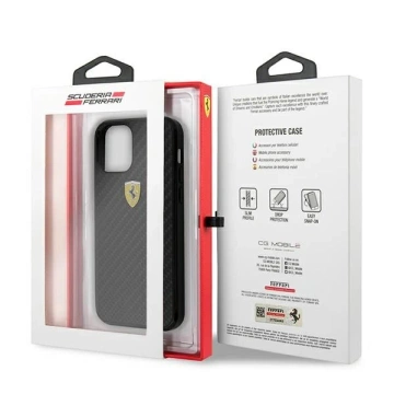 Ferrari iPhone 12 mini 5.4" Hülle schwarz/schwarz Hardcase On Track Real Carbon