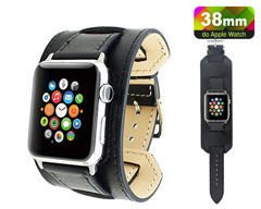 Pasek skórzany Cuffs Mankiet Apple Watch 1/2/3/4/5/ 38/40mm Czarny