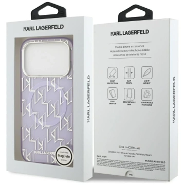 Etui Ochronne do iPhone 17 Pro Max Karl Lagerfeld IML KL Monogram MagSafe Fioletowy