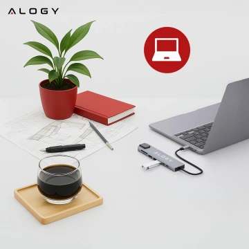 8-in-1-Hub mit USB-C auf 2xA, 2xC, HDMI, SD, Micro-LAN 100 Mbit/s – Alogy MultiHub™ für Notebooks und Laptops