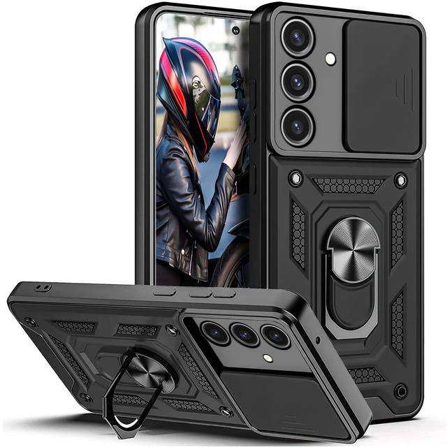 Etui do Samsung Galaxy A35 5G pancerne Slide Case Ring obudowa ochrona aparatu Camshield Alogy czarne