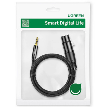 Kabel audio AV182 UGREEN XLR żeński do jack 3.5 męski  2m czarny