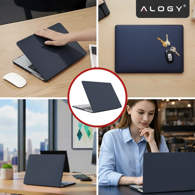 Etui do Apple Macbook Pro 16 2021-2025 (M1/M2/M3/M4) – elastyczna, matowa obudowa ochronna, lekka i odporna – Alogy AirGuard™ Granatowy