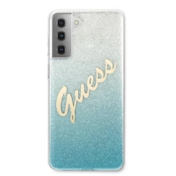 Guess GUHCS21MPCUGLSBL S21 G996 niebieski/blaues Hardcase Glitter Gradient Script