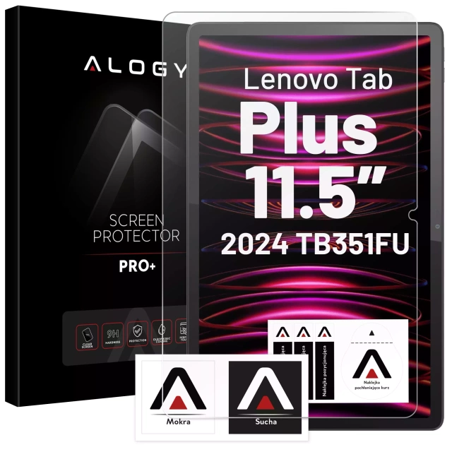 Etui + Szkło ochronne do Lenovo Tab Plus 11.5" 2024 TB351FU Alogy Book Cover Case obudowa na tablet Różowe + Rysik Gratis