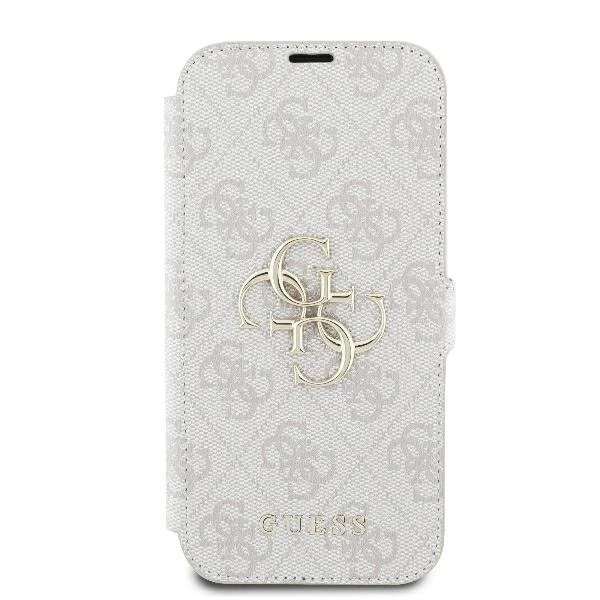 Guess 4G Metal Logo Book Case iPhone 16 6,1″ – Pink z funkcją podstawki