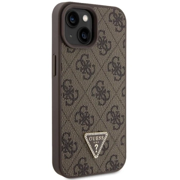 Guess GUHCP15SP4TDSCPW Hülle für iPhone 15 6,1" braun/braunes Hardcase Crossbody 4G Metal Logo