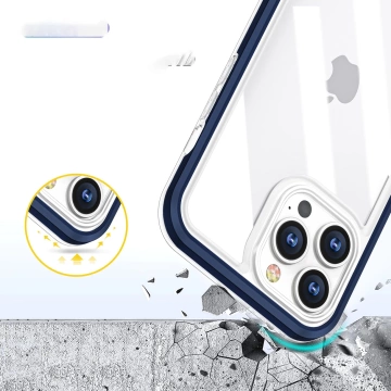 Klare 3-in-1-Hülle für das iPhone 13 Pro Max mit blauem Gel-Rahmen