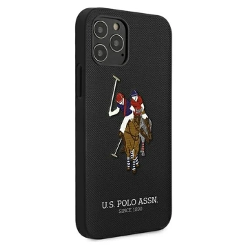 US Polo USHCP12LPUGFLBK Handyhülle für Apple iPhone 12 Pro Max schwarz/schwarz Polo Embroidery Collection