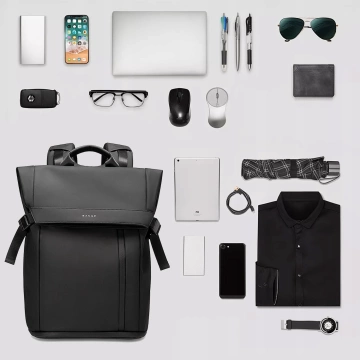 Bange wasserdichter Rucksack für 15,6-Zoll-Laptop, Stadtreisender, 45 x 30 x 16 cm, für Arbeit, Flugzeug, Herren, Damen, mit USB-Anschluss Schwarz