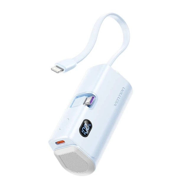 Powerbank Vention 4800 mAh 22,5 W LED Lightning USB-C Blau Kompakt