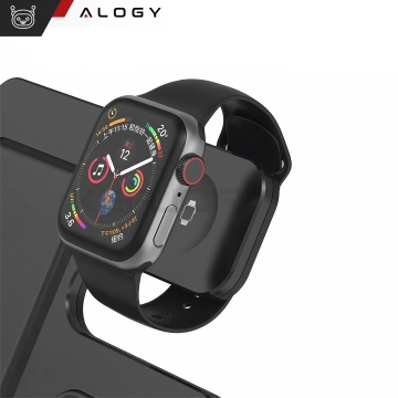 Kabelloses induktives Ladegerät Qi QC 3.0 3in1 Fast für Apple iPhone Airpods Watch Ladestation 15W schwarz
