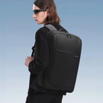 Bange Wasserdichter Rucksack Laptoptasche 15,6" Urban Travel 46x30x16 cm Für Arbeit Schule Flugzeug Herren Damen Schwarz