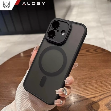 Hülle für Apple iPhone 16 Plus Alogy MagSafe Hybrid Matte Case Matte Cover mit Linsenschutz Schwarz