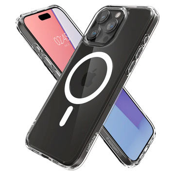 Hülle für iPhone 15 Pro Max Spigen Ultra Hybrid MagFit für MagSafe Schutzhülle aus weißem Glas Spigen Glas.TR