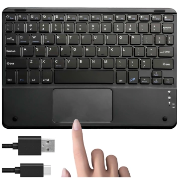 Kabellose Tastatur mit Bluetooth Touchpad Touchpad für PC TV Tablet USB-C Alogy Wireless Schwarz