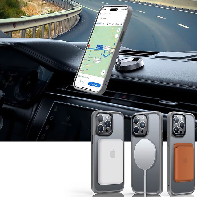 Etui do iPhone 15 Pro obudowa Mag Safe Case pokrowiec plecki na telefon MagMat matowe szare