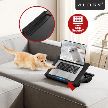 Składana Podstawka na Laptopa do 16 cali z Regulacją Kąta Nachylenia, Miękkimi Poduszkami i Antypoślizgową Powierzchnią, do Pracy w Łóżku i na Sofie, Alogy LapDesk™ – Czarna