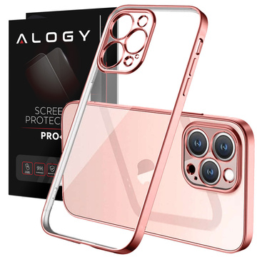 Etui Alogy TPU Luxury Case z osłonką na aparat do Apple iPhone 12 Pro różowo-przezroczyste + Szkło