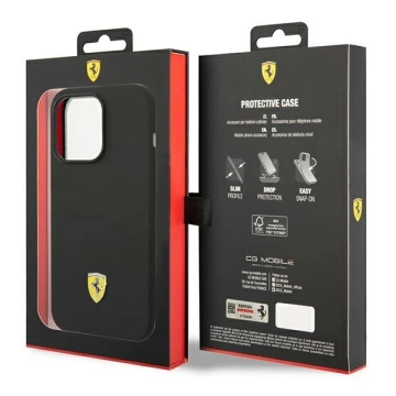 Ferrari iPhone 14 Pro 6.1" Hülle schwarz/schwarz Hardcase Silikon-Metall-Logo