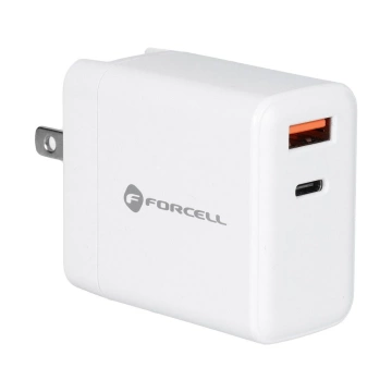 FORCELL F-ENERGY 3in1 Wandladegerät Typ C USB A PD QC4.0 3A 45W mit austauschbaren Steckern Weiß