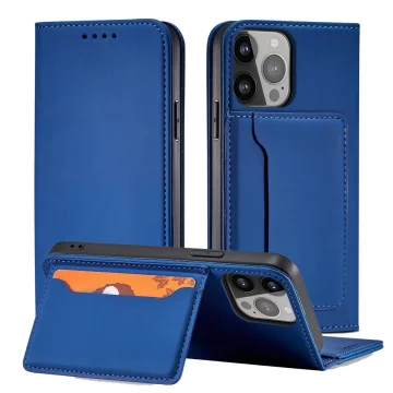 Magnetkartenhülle für iPhone 13 Pro Cover Kartenetui Kartenständer blau