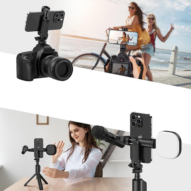 Uchwyt adapter do telefonu na statyw aparat kamerę gwint 1/4 uniwersalny obrotowy selfie Czarny