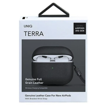 Etui ochronne na słuchawki UNIQ etui Terra do Apple AirPods 3 Genuine Leather czarny/black